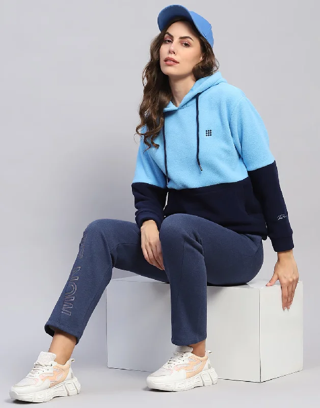 Women Blue Solid Hooded Full Sleeve Sweatshirt Hoodie with Set-In Sleeves Structured Classic Women Blue Solid Hooded Full Sleeve Sweatshirt Hoodie with Set-In Sleeves Structured Classic