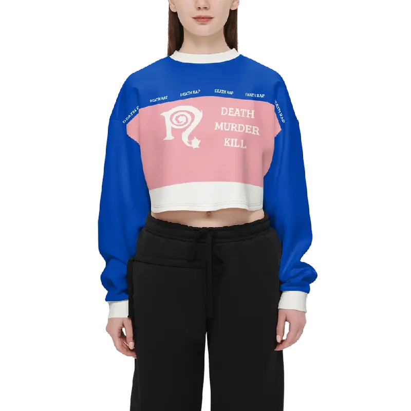 Necro - Death Murder Kill - Women’s Cropped Crewneck Sweatshirt Hoodie with Contrast Stitching Detailed Premium