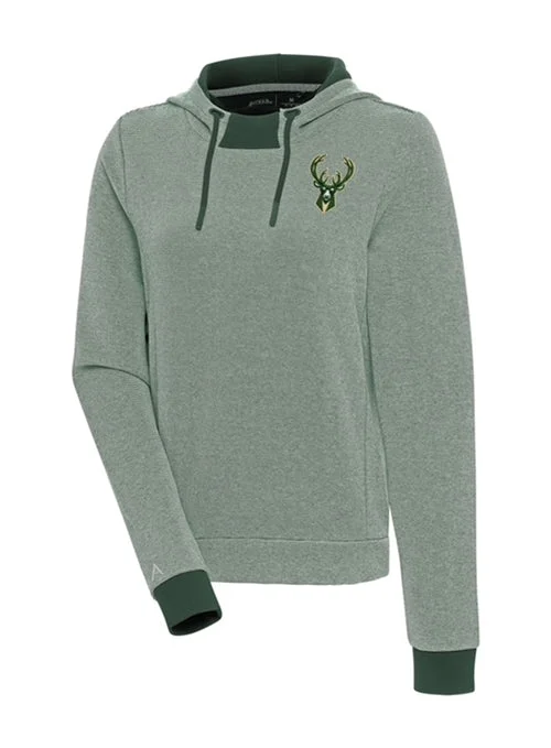 Women's Antigua Axe Bunker Icon Milwaukee Bucks Hooded Sweatshirt Hoodie with Exposed Zipper Edgy Industrial