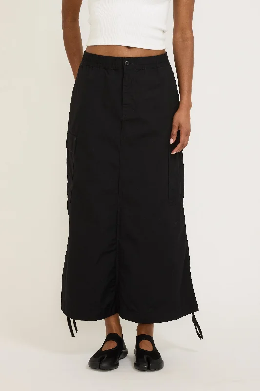 Women's Cargo Skirt Long Black Rinsed silk skirt elegant