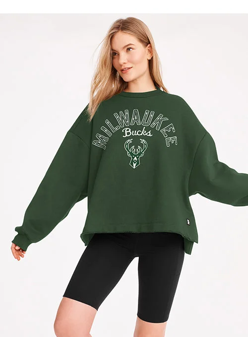 Women's DKNY Dani Green Milwaukee Bucks Crewneck Sweatshirt Oversized Hoodie Comfort Casual