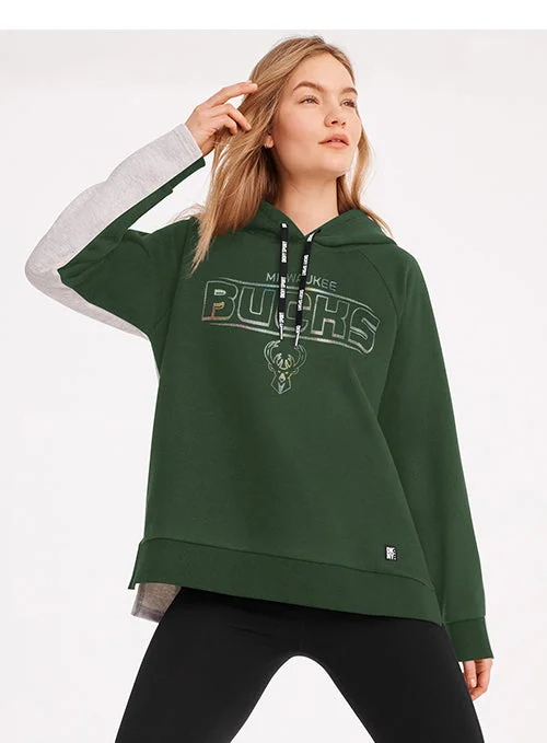 Women's DKNY Destiny Green Milwaukee Bucks Hooded Sweatshirt Hoodie with Patch Decorative Personalized Women's DKNY Destiny Green Milwaukee Bucks Hooded Sweatshirt Hoodie with Patch Decorative Personalized