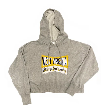 WV Hooded Crop Sweatshirt Hoodie with Double Zipper Versatile Adjustable