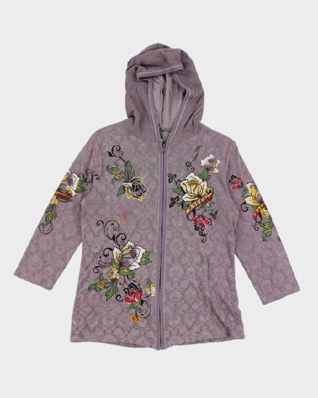 Y2k 00s Vanilla Sugar Purple Rose Hoodie - XL Hoodie with Typography Text Message